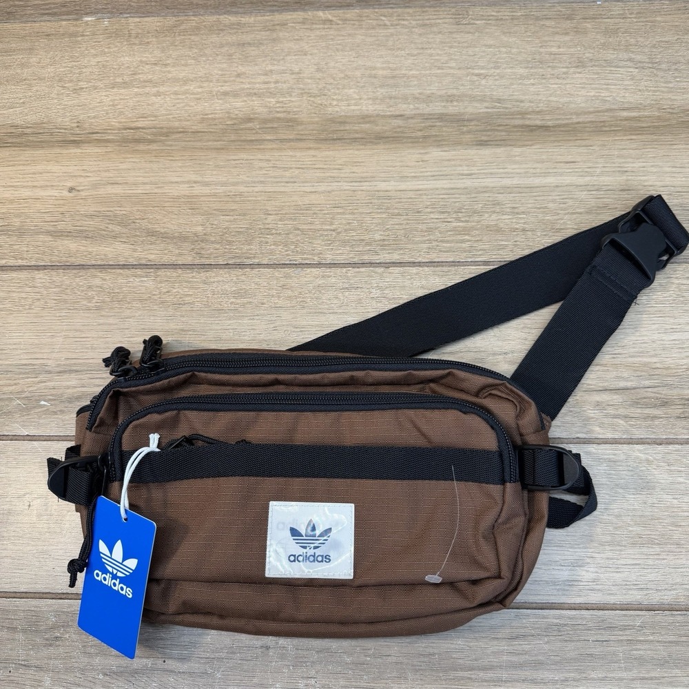 Adidas Rectangle 2.0 Crossbody Fanny Pack Waist Bag Preloved Brown/Black NWT